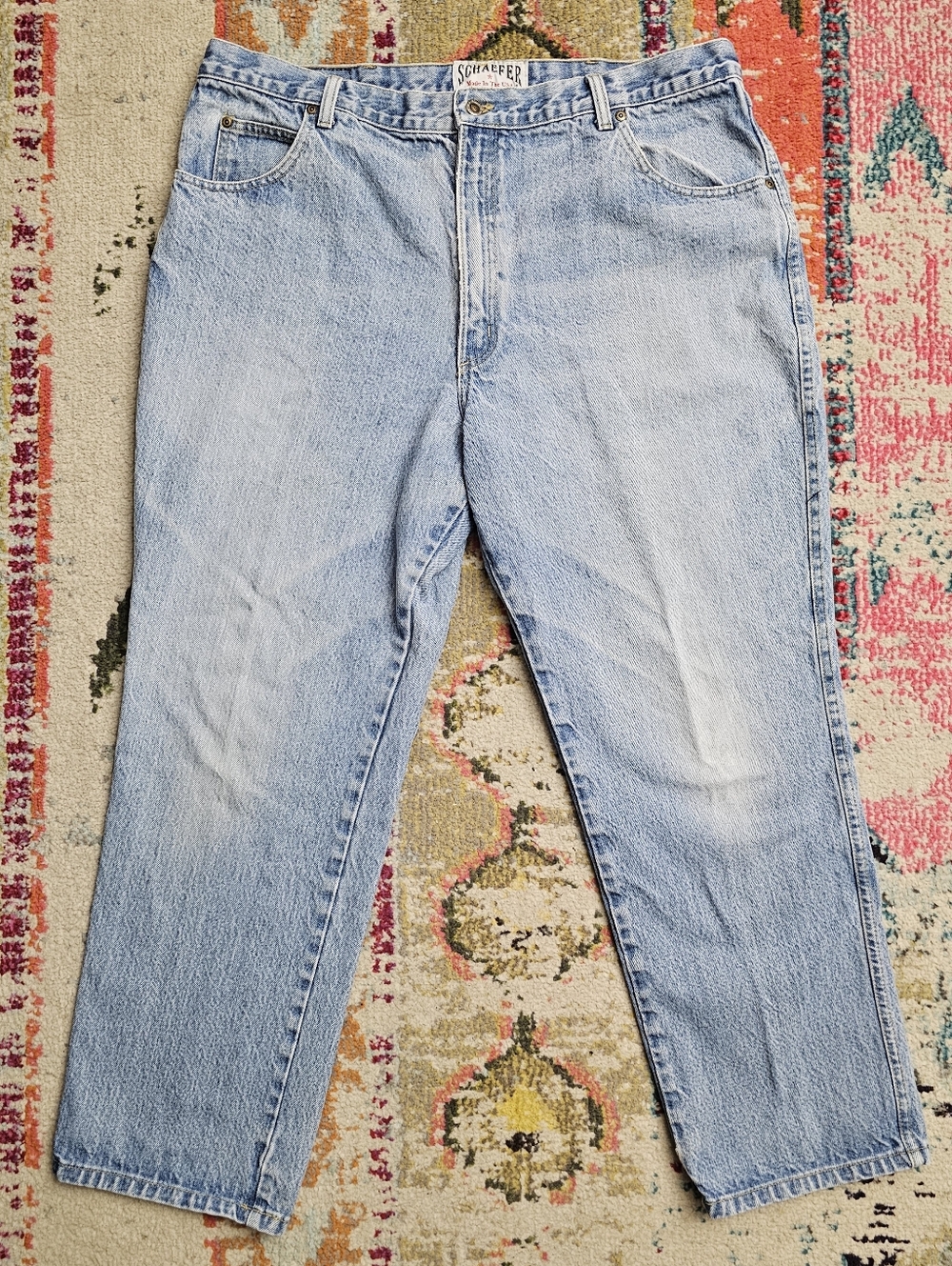 Schaefer Outfitter Ranch Hand Dungarees Mens Jeans 40x30 Light Blue Made in USA